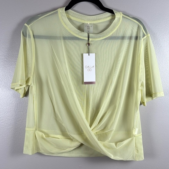 NWT Calia Twisted Mesh Tee Light Green - Picture 5 of 12